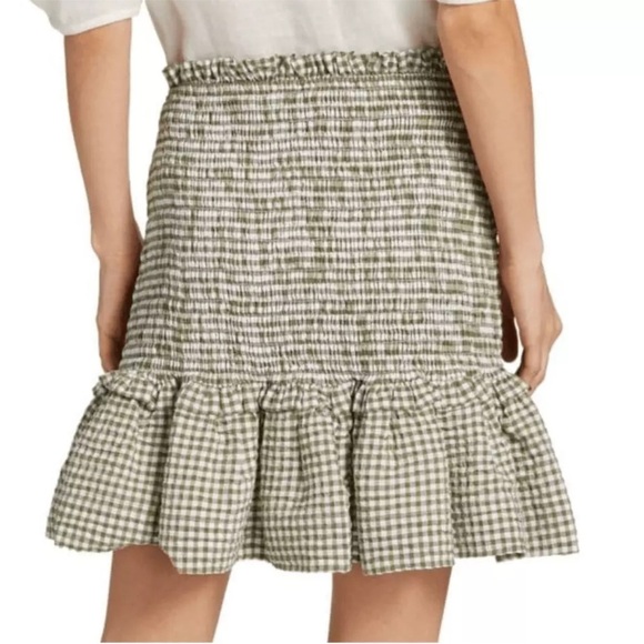 NWOT VERONICA BEARD Jeans Aloya Smocked Cotton Blend Miniskirt Large Gingham XS - Picture 2 of 7